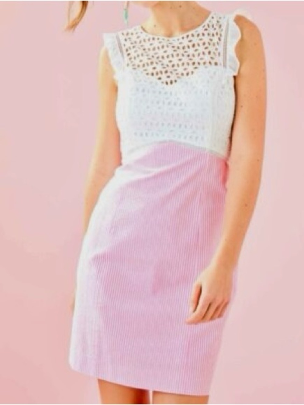 Lilly Pulitzer White Eyelet Maya Dress with Hot Pink Tags